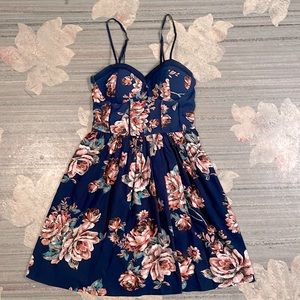 Band of Gypsies blue floral corset bustier summer dress Small